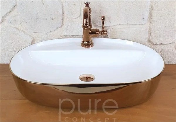 Pure RW-830 Rose Gold White Çanak Lavabo